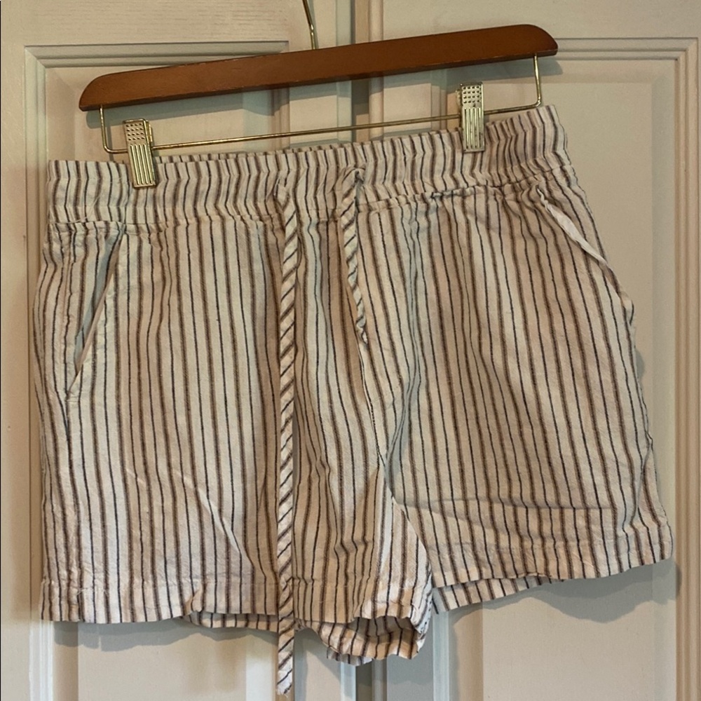 Thread & Supply High Waist Tan and White Striped Shorts